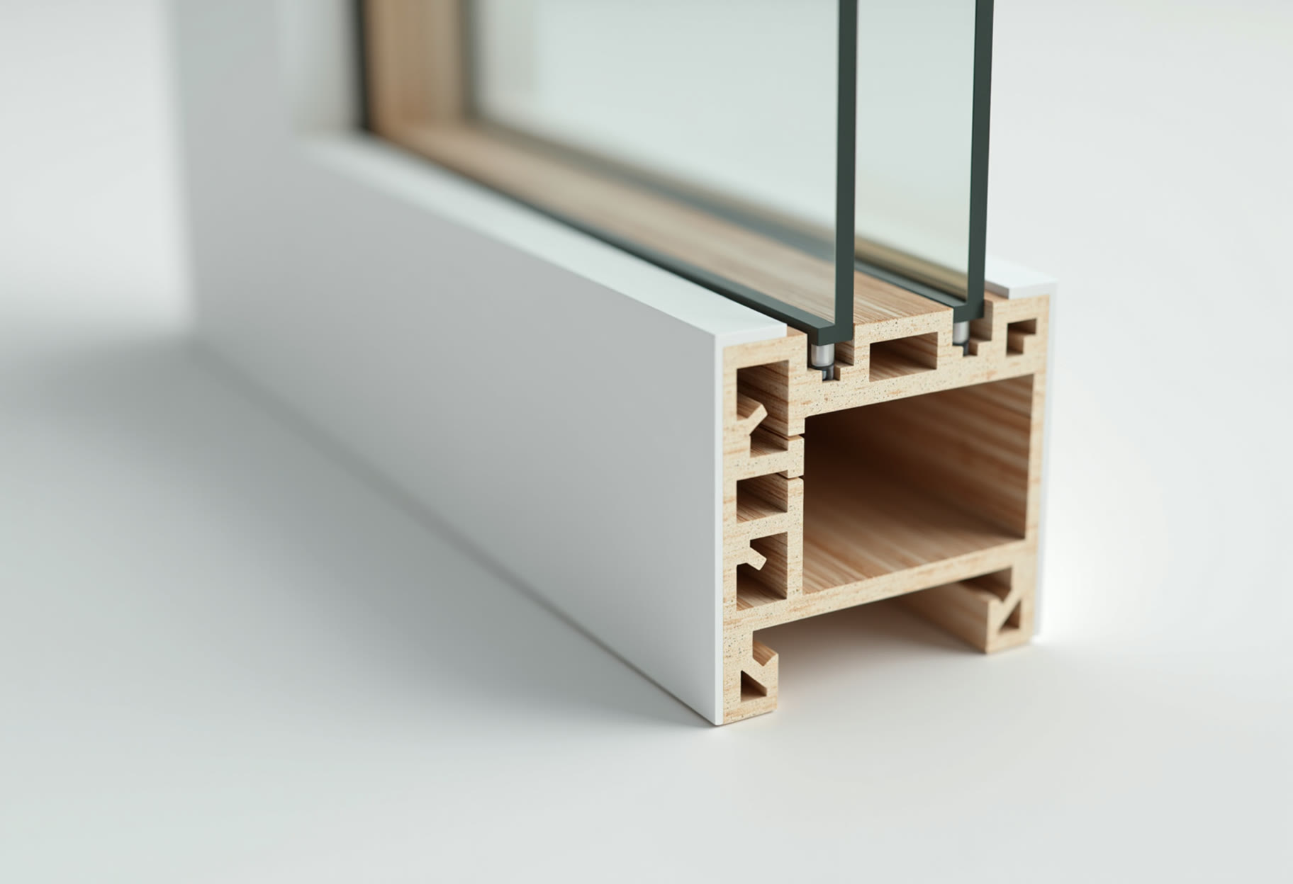 Acrylic and wood facade section